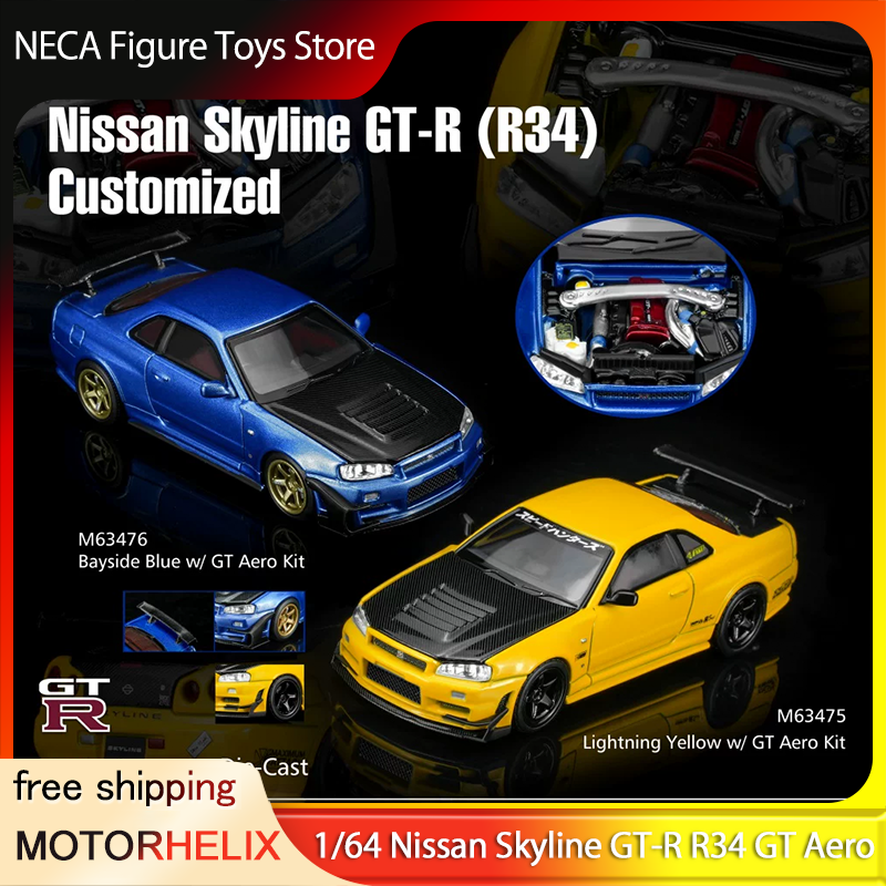 Model Kit R34 - MOTORHELIX 1:64 Nissan Skyline GT-R R34